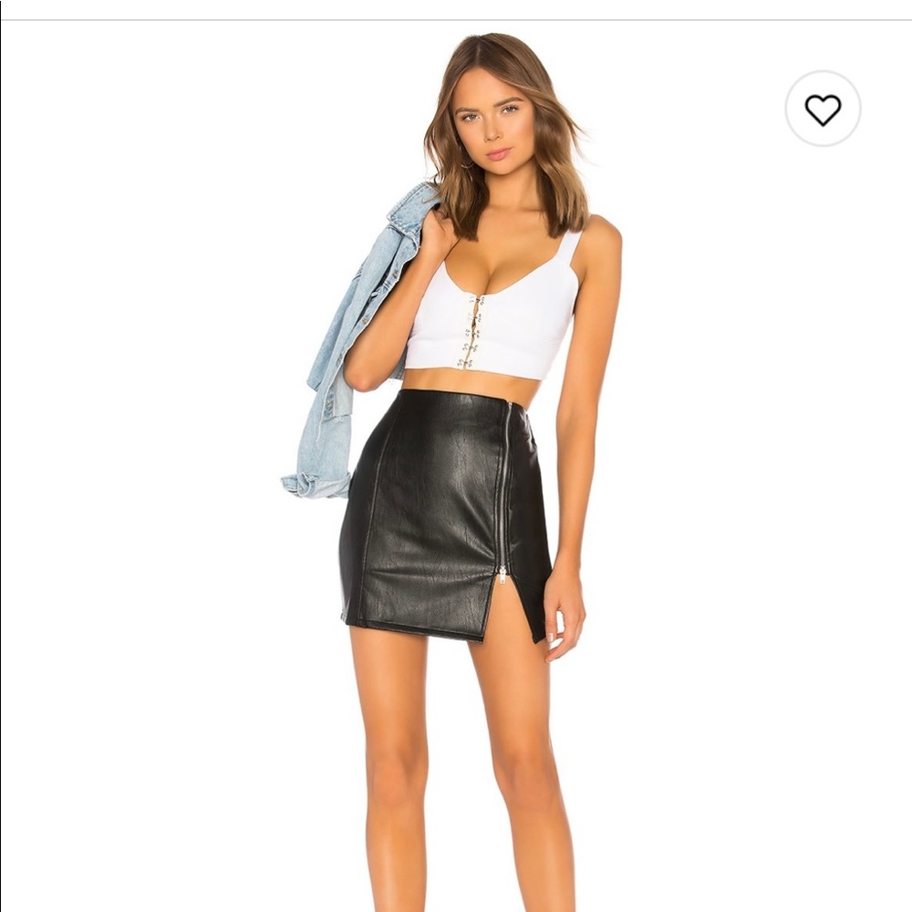 Black leather mini skirt